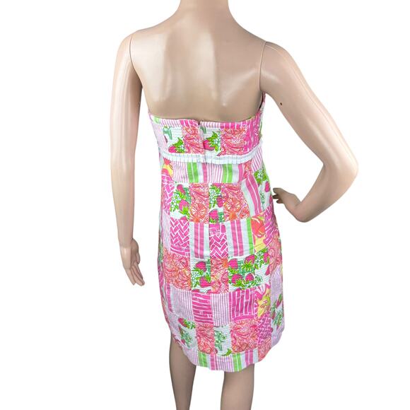 Lilly Pulitzer Bowen Buy Local Fruit Patchwork Strapless Dress 8 - Picture 9 of 13